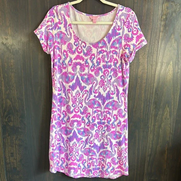 Lilly Pulitzer Tammy Flamingo Tshirt Dress Womens Medium - Picture 3 of 6
